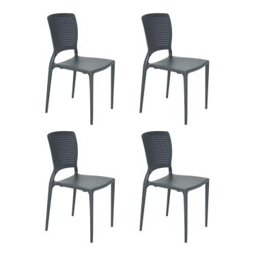Imagem de Conjunto 4 Cadeiras Safira em Polipropileno e Fibra de Vidro Grafite Tramontina