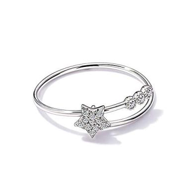 Imagem de Blowin Anel aberto com estrela da moda, zircônia cúbica, ajustável, aliança de casamento para meninas e mulheres