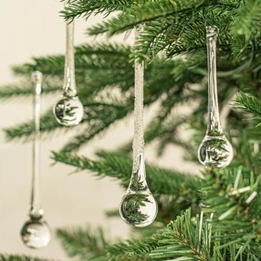 Imagem de KI Store 12 pingos de chuva sortidos de cristal transparente de 15 cm e 10 cm para decoração de janela e guirlanda de árvore de Natal