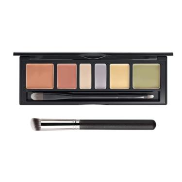 Imagem de Paleta de corretivo creme com pincéis, creme de contorno facial de 6 cores, base de base de camuflagem de cobertura total, maquiagem diária profissional (#02)
