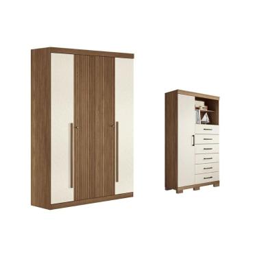 Imagem de Quarto Completo Modu +Cômoda QC346 Jatoba/Areia - Santos Andirá
