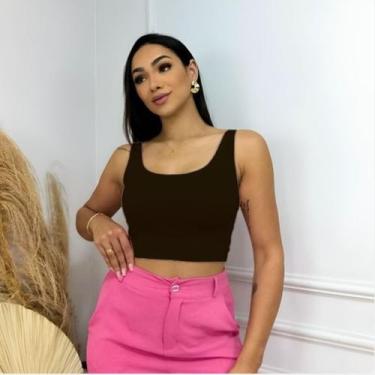 Imagem de Top Cropped Regatinha Liso Alça Grossa Cor:ChumboTamanho:G - TRIBO MOD