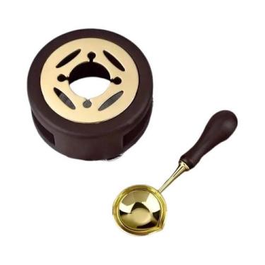 Imagem de Conjunto De Selos De Cera De Madeira Com Forno De Fusão, Colher E Aque