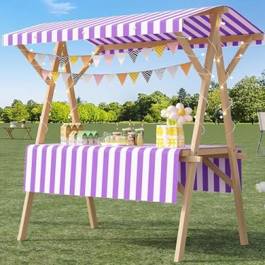 Imagem de Barraca de mercado dobrável portátil resistente, carrinho de comida multifuncional para rua e shopping centers, suporte de concessão ao ar livre para shows de artesanato e promoções (roxo, pequeno)