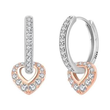 Imagem de Brincos De Argola Em Prata Esterlina 925 Com Zircônias Em Ouro Rosé Pa