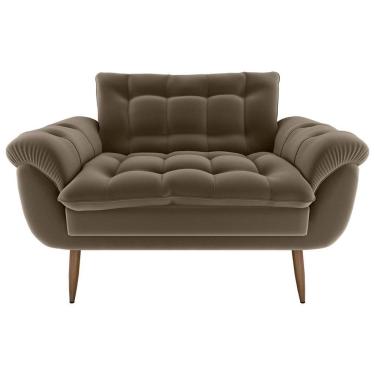Imagem de Sofá 2 Lugares Pequeno 1,25 Pés Em Madeira Maciça Xangai Veludo Capuccino Matrix Veludo Capuccino