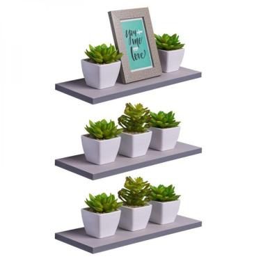 Imagem de Kit 3 Prateleiras 30 x 15cm Cinza Claro Invisível