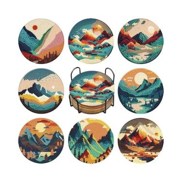 Imagem de Conjunto De 8 Porta-Copos Pintados Com Diamantes Em Padrão Mandala Com