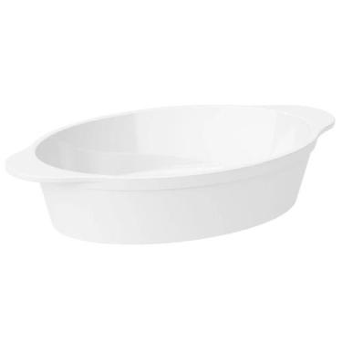 Imagem de Travessa de Plástico Oval Tigela Saladeira Branca 550ml Coza Uno Servi