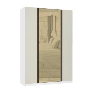 Imagem de Guarda Roupa 4 Portas 3 Gavetas 159,2 Cm Com Vidro Reflecta Bronze Prime Luciane Móveis