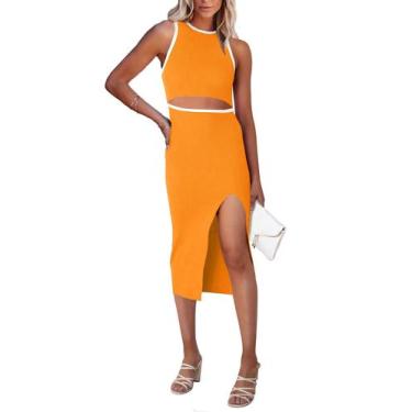 Imagem de Vestido PRETTYGARDEN Amarelo Z - Midi Justo Sem Mangas Tamanho G