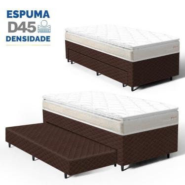 Imagem de Cama Box com Colchão de Espuma D45 Pillow Top Ortopédico Domo + Auxiliar de Espuma Unique Solteiro 88cm