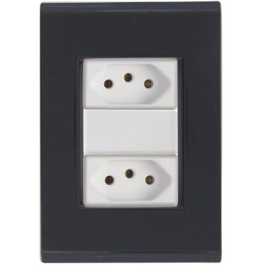 Imagem de Cj Duas Tomadas Dupla 20a Liz Grafite Tramontina Completo Pronto Tramontina