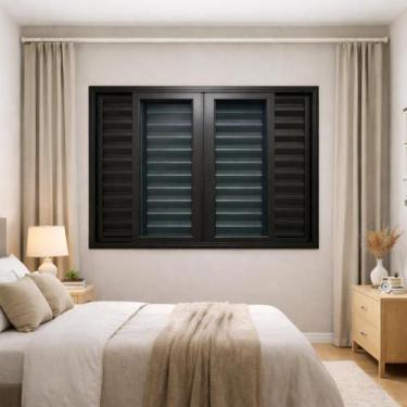 Imagem de Veneziana 6 Folhas de Correr Alumínio Preto 100x120 Linha 25 - Brecori