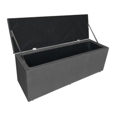 Imagem de Calçadeira Baú Casal Queen 1,60m Londres Veludo Cinza Dal Poz Estofado