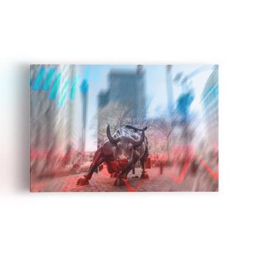 Imagem de Quadro Touro De Wall Street Finanças Canvas 60X40Cm