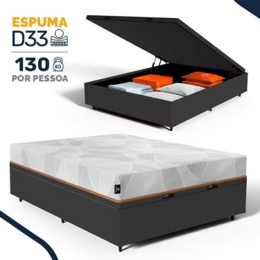 Imagem de Cama Box Baú com Colchão de Espuma D33 Enrolado Sonno Full - Umaflex Casal 138cm