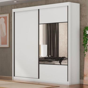 Imagem de Guarda-Roupa Casal Alpe Devero 2 Portas 4 Gavetas 100% Mdf com Espelho Neve - Pnr Móveis