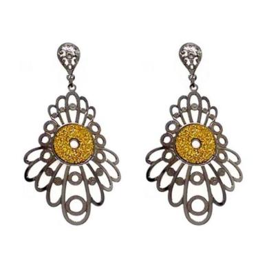 Imagem de Brinco Glamour Flores Folheado a Ródio Negro