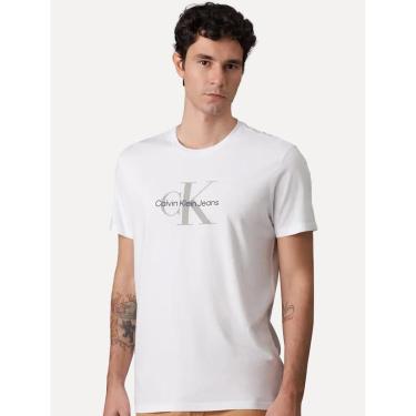 Imagem de Camiseta Calvin Klein Jeans Masculina New Re Issue Frontal Logo Branca-Masculino