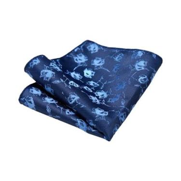 Imagem de Lenço De Bolso Azul Marinho Paisley Floral Para Homens, Para Casamento