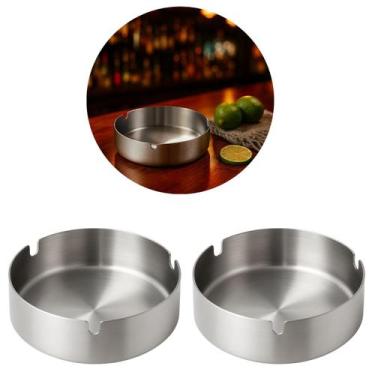 Imagem de 2 Cinzeiros de Mesa Inox 12cm Ideal para Bares e Restaurantes - Chinat