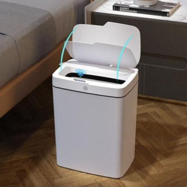 Imagem de Lixeira Automática Retangular 14 Litros com Sensor - Branca - Globalmi