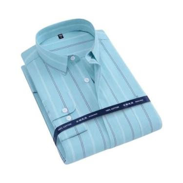 Imagem de Camisa Oxford Masculina De Manga Longa 100% Algodão Confortável Respir