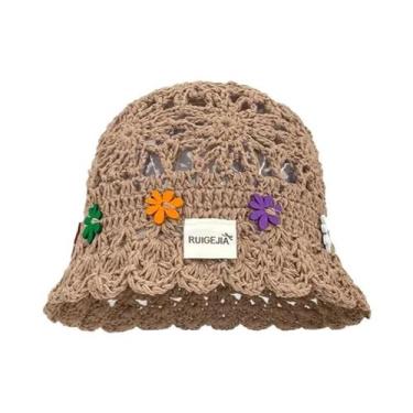 Imagem de Chapéu De Verão Feminino Coreano Feito À Mão Com Decoração De Flores, 