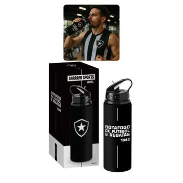 Imagem de Garrafa Alumínio Sports 500Ml Preto Time Botafogo Oficial - Brasfoot