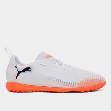 Imagem de Chuteira Infantil Society Puma Future 8 Play, Branco, Laranja, 34