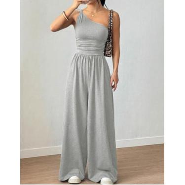 Imagem de Macacão Longo Feminino Pantalona Drapeado Regata Alça Trançada Moda Bl