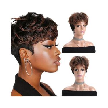 Imagem de Peruca Sintética Curta Cacheada Branca Prateada De 10 Polegadas Com Ap