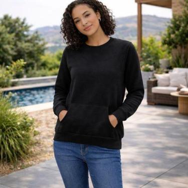 Imagem de Blusão Feminino Moletom Fechado com Bolso Canguru Enfim Malwee, GG, Pr