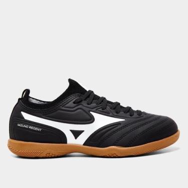 Imagem de Chuteira Futsal Infantil Mizuno Regent, Preto, Branco, 36