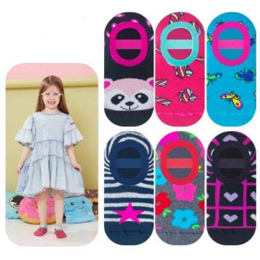 Imagem de Kit 4 Pares Meia Sapatilha Infantil Menina Antiderrapante - Rikam, P-(