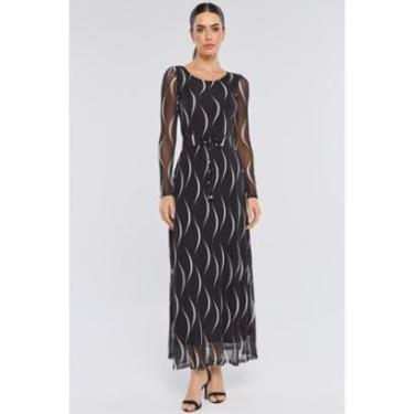 Imagem de Vestido Longo PKS Tule Estampa Stripe P&B-Feminino