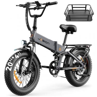 Imagem de Bicicleta elétrica dobrável Jasion X Hunter cinza ardósia pneu grosso 20" motor 75...