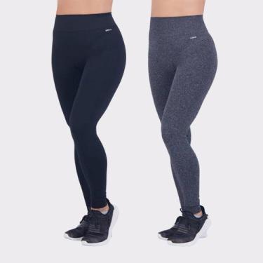Imagem de Kit 2 Calças Legging Selene Feminina Cinza Escuro e Preta, P