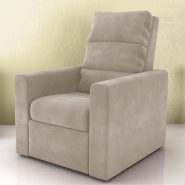 Imagem de Poltrona Do Papai Reclinável Maia Veludo Encosto Fibra Siliconada Cappuccino Mais De Casa