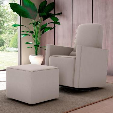 Imagem de Poltrona Com Puff Para Maternidade Laura Reclinável Suede Bege CasaH