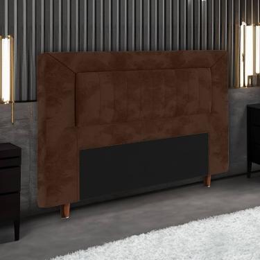 Imagem de Cabeceira para Cama Box Cintia King Size em Madeira Maciça com Acabamento Chocolate para Quarto