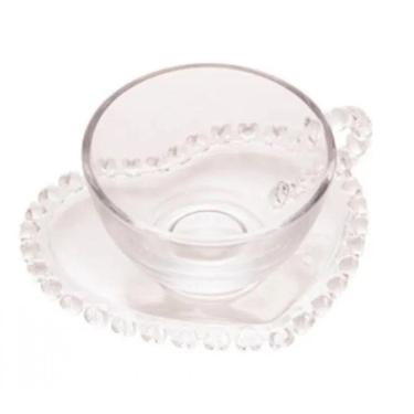Imagem de Xicara de Cha com Pires de Coração de Cristal 170ml