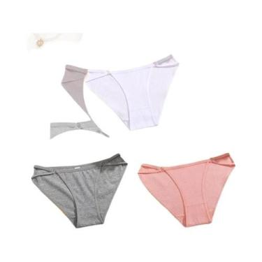 Imagem de Calcinhas De Algodão Listradas Para Mulheres 3PCS Lingerie Sexy Respir