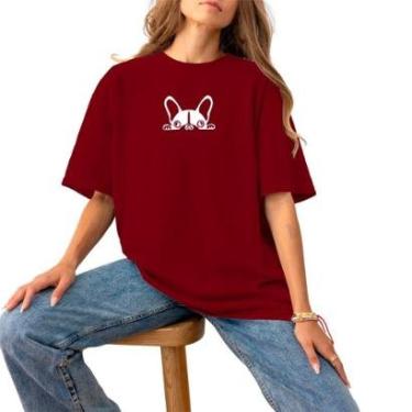 Imagem de Blusa Feminina Plus Size Slim Moda Basica Confortável Premium Estilosa Estampada Cão White-Feminino