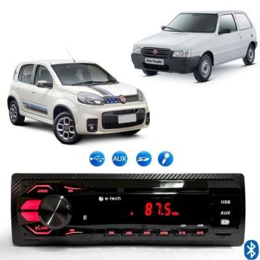 Imagem de Radio Mp3 Som Automotivo Bluetooth Usb Cartão Sd Fiat Uno - E-TECH