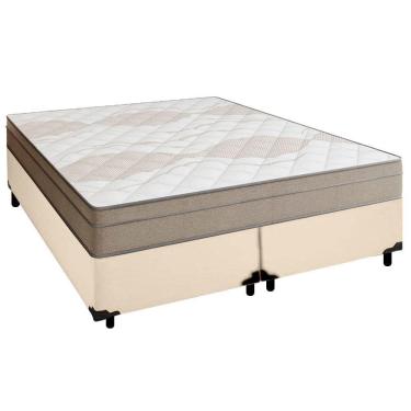 Imagem de Cama Box Casal Bipartido Sintético + Colchão De Molas Ensacadas Portobel Ipanema 138x18...