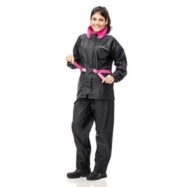Imagem de Capa Chuva Conjunto Nylon Feminino Moto Motoboy Pantaneiro, G, Preto e