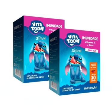 Imagem de Kit 2 Vitatoon Stitch Imunidade (Vit. C e ZN) Sabor Uva 30 Gomas - Max