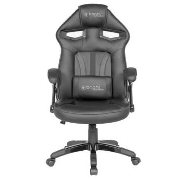 Imagem de CADEIRA GAMER GRANDE BRIGHT PRETA material sintético COM ALTURA AJUSTA